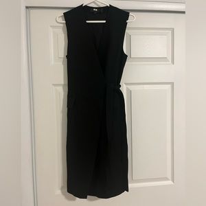Theory Black V Neck Wrap Crepe Dress